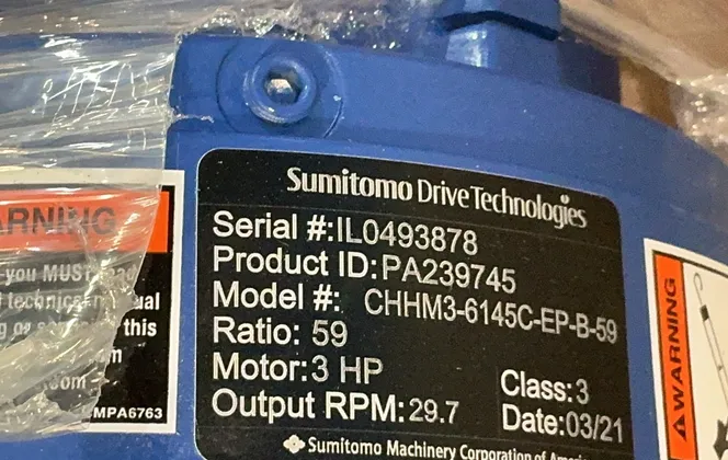 Sumitomo Drive Technologes 3 Hp Gear Motor - Chhm3-6145c-ep-b-59