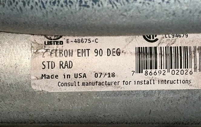 2" 90 Degree, Quantity 4 Electrical Metallic Tubing Elbows